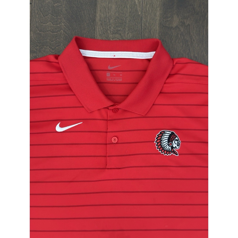 Nike Dri-fit Red Striped Performance Polo Shirt Mens Size XL Short Sleeve Logo‎